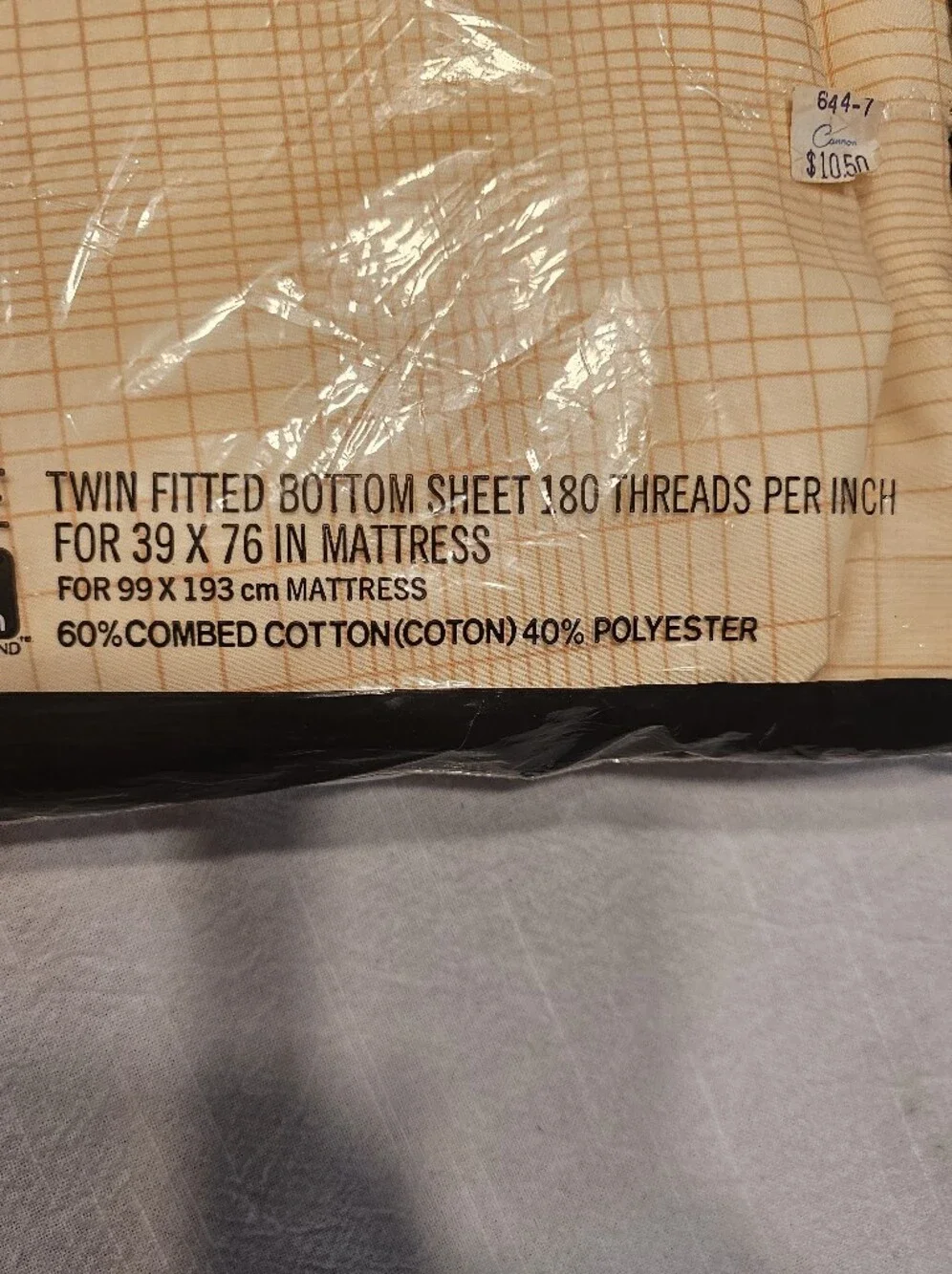 Vintage Comfortcale Twin Sheet Set Cotton Blend Cornsilk Plaid